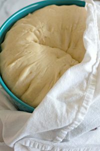 Risen dough in a bowl.