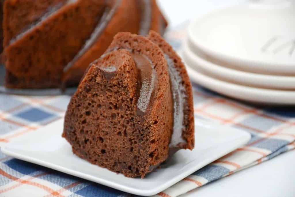 Chocolate Nutella Bundt on a plate.