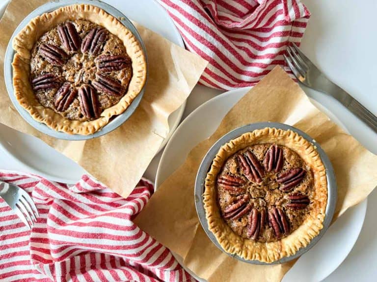 Two mini pecan pies.