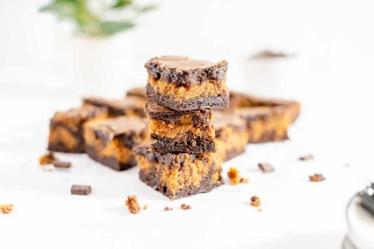 Stacked pumpkin brownies.