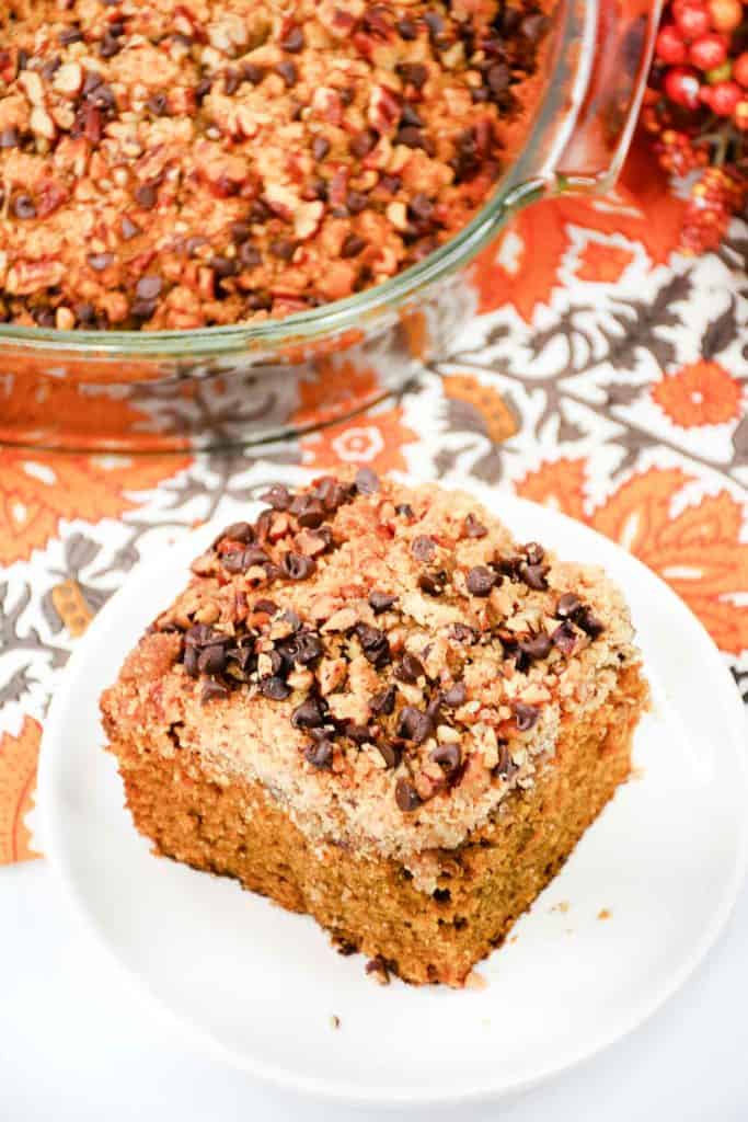 Slice of pumpkin pecan cake.