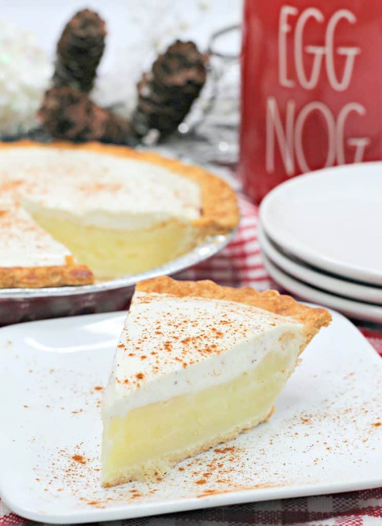 A slice of pie on a plate. 