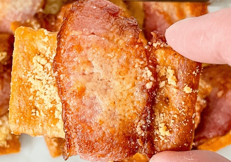 Bacon wrapped crackers.