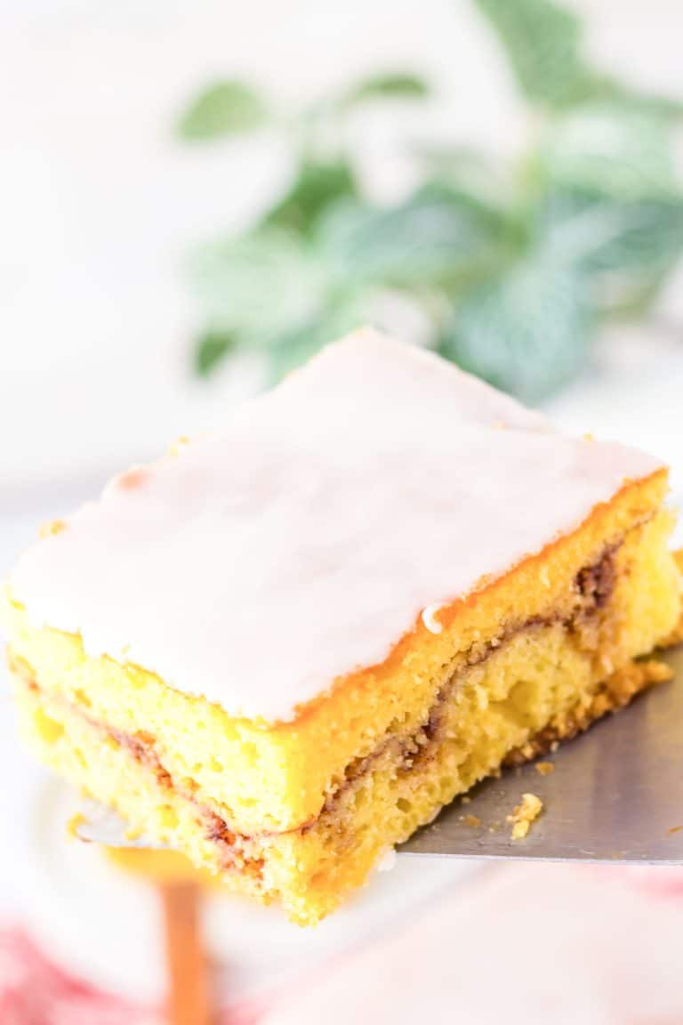 A slice of Honey Bun Cake.