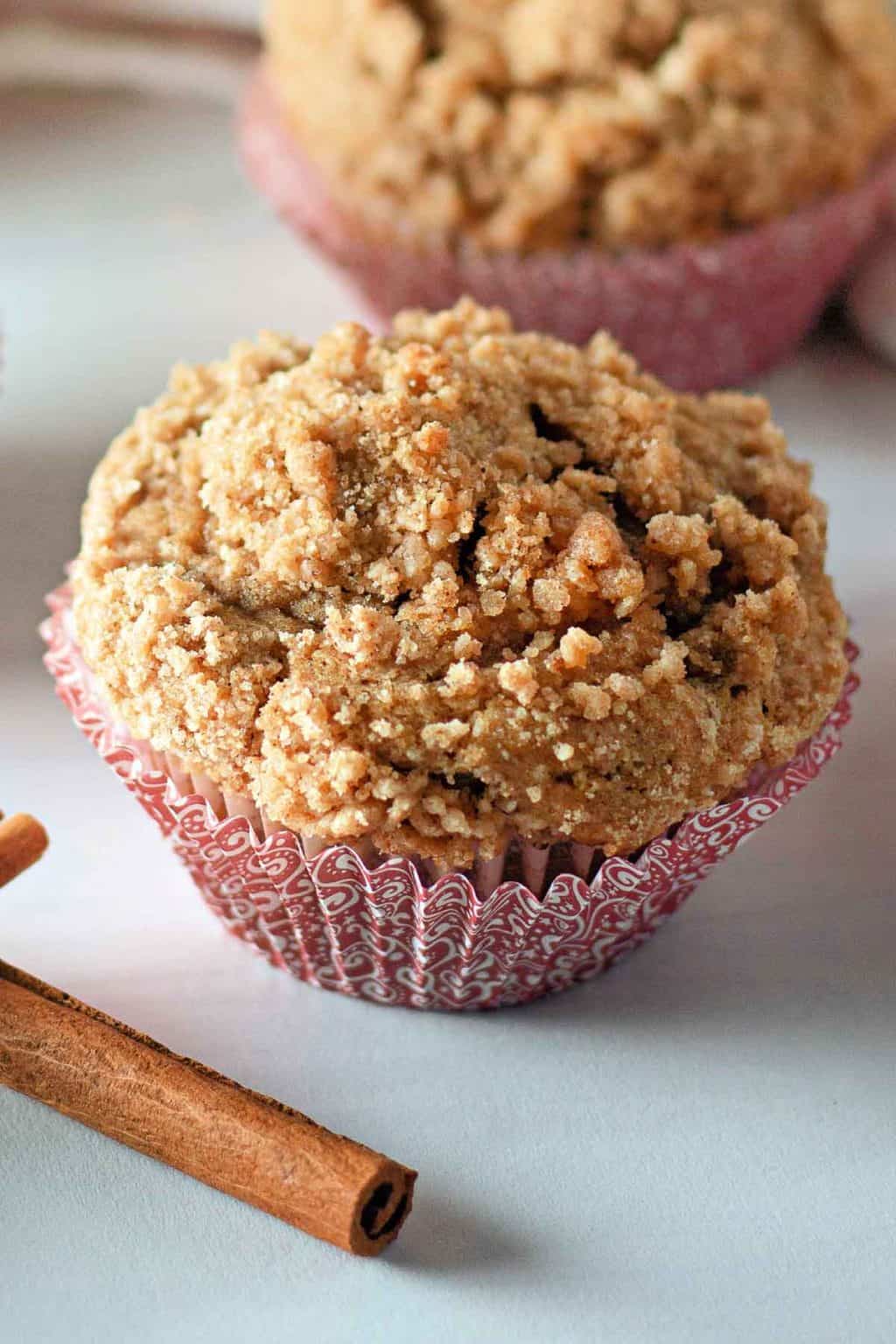 A crumb topped muffin.
