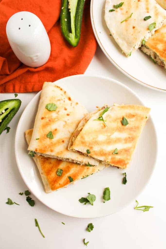 Jalapeno popper chicken quesadillas.