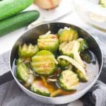 Cucumber slices in brine.