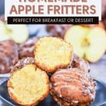 Pin for homemade apple fritters.