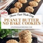 Pin for Peanut Butter No Bake Cookies.