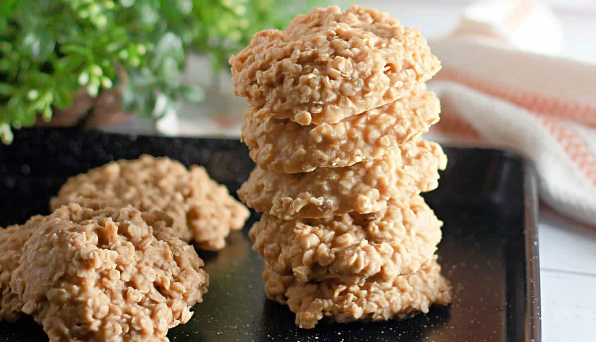 A stack of oatmeal peanut butter cookies. 