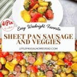 Pin for sheet pan sausage and vegetables.