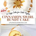 Pin for Cinnamon Swirl Bundt Cake.