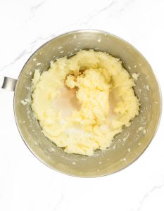 Creamed butter and sugar mixture with vanilla added in the center