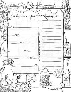 Meal planning sheet.