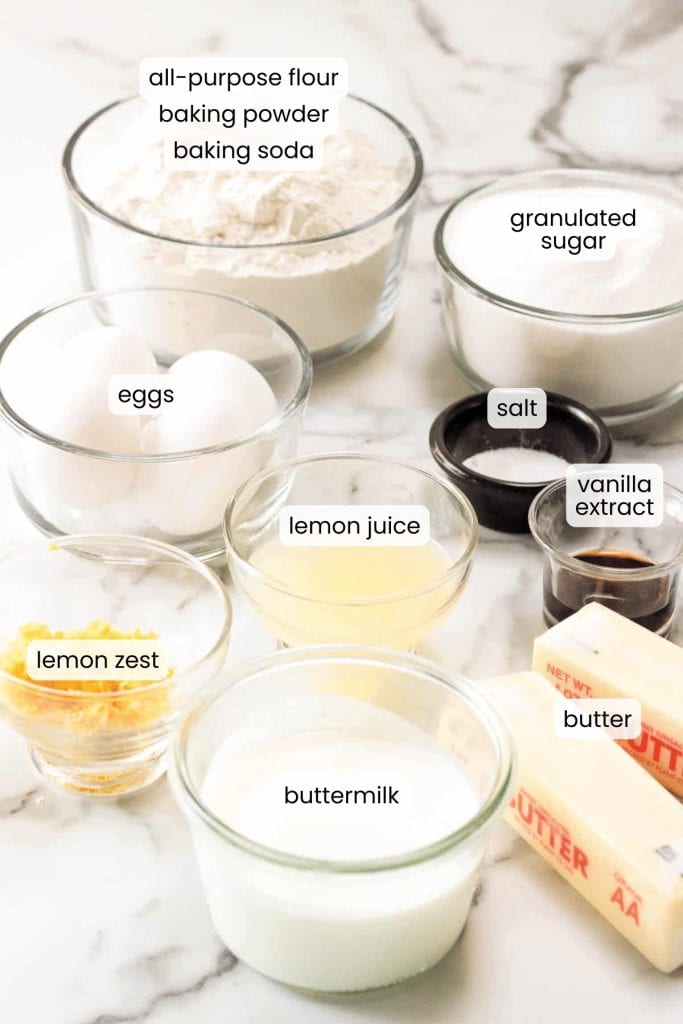 Labeled Ingredients for Lemon Loaf.