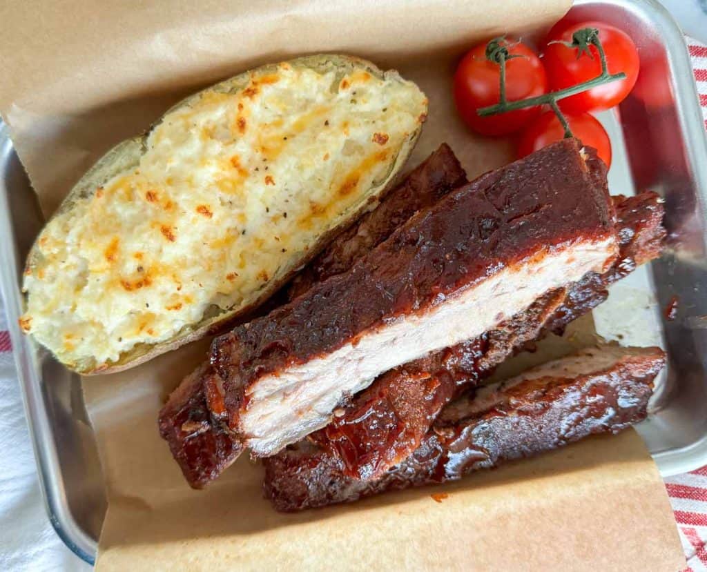 Ribs and potatoes.